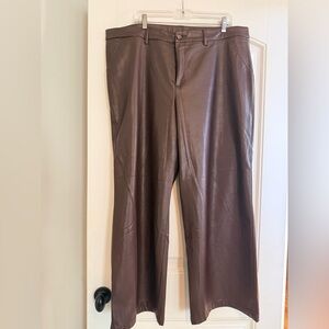 Kut from the Kloth Brown Faux Leather Wide Leg Pants 18